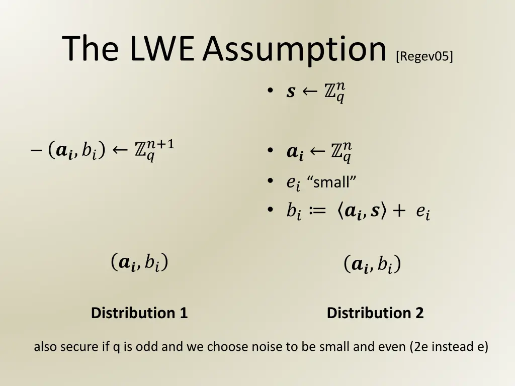 the lweassumption regev05