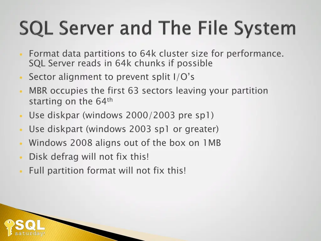 format data partitions to 64k cluster size