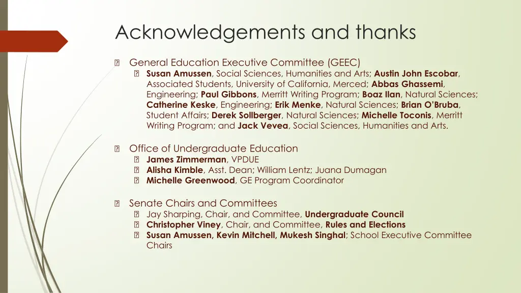 acknowledgements and thanks