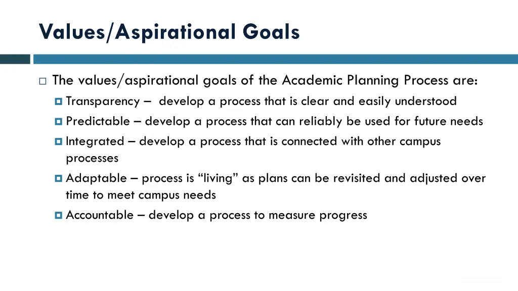 values aspirational goals