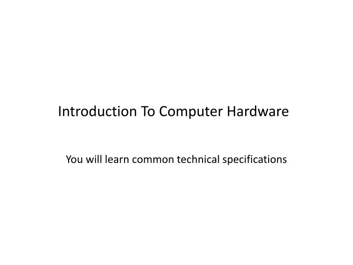 introduction to computer hardware