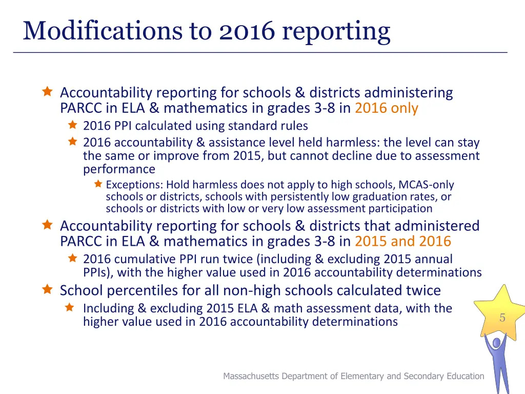 modifications to 2016 reporting