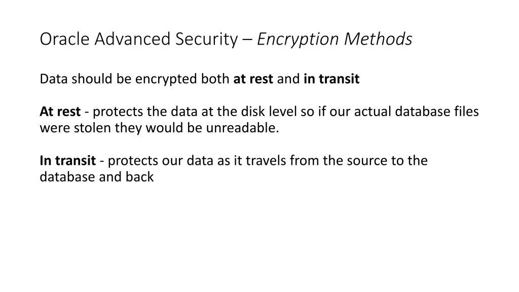 oracle advanced security encryption methods