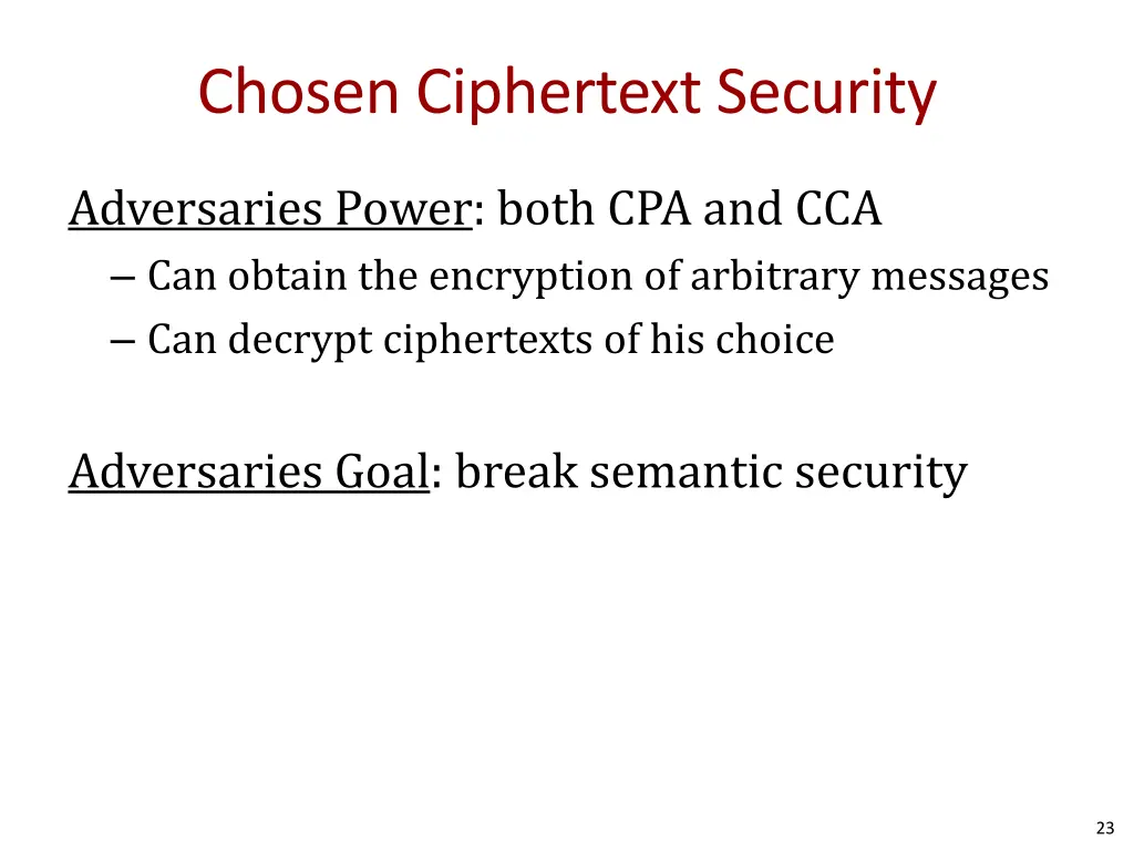 chosen ciphertext security