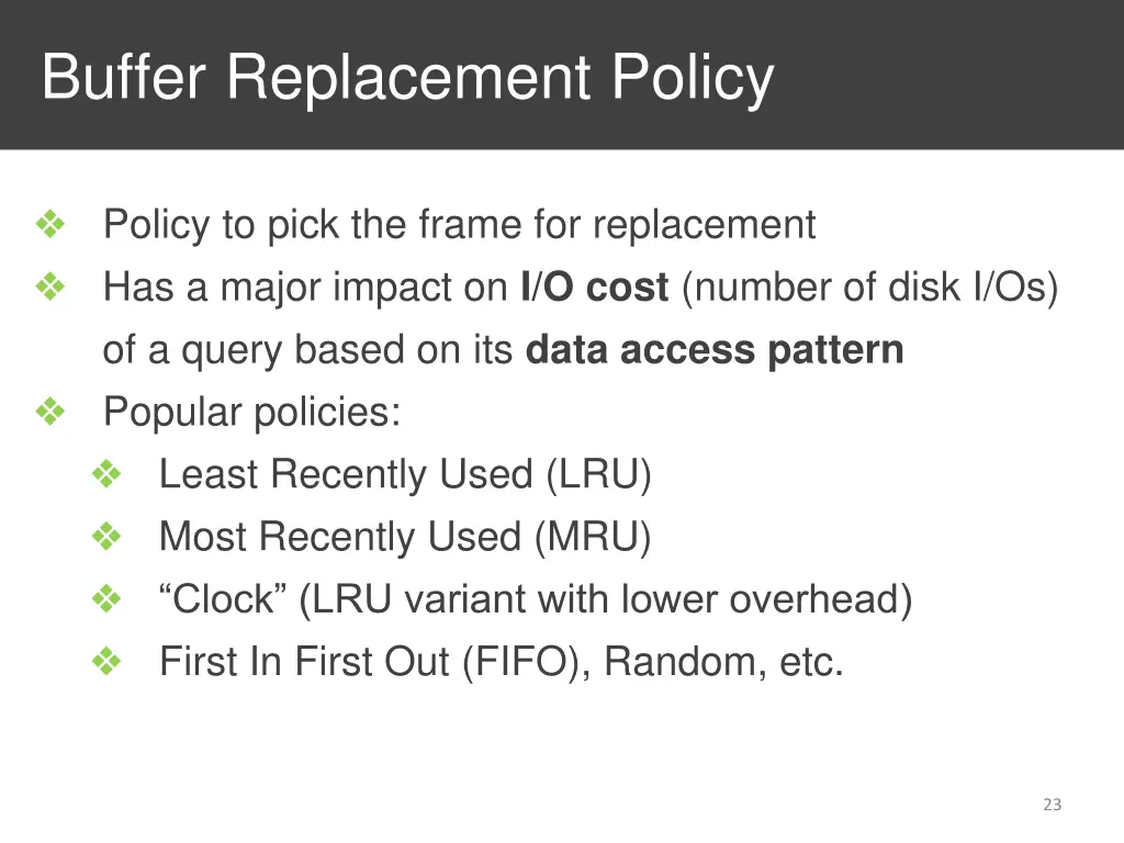 buffer replacement policy