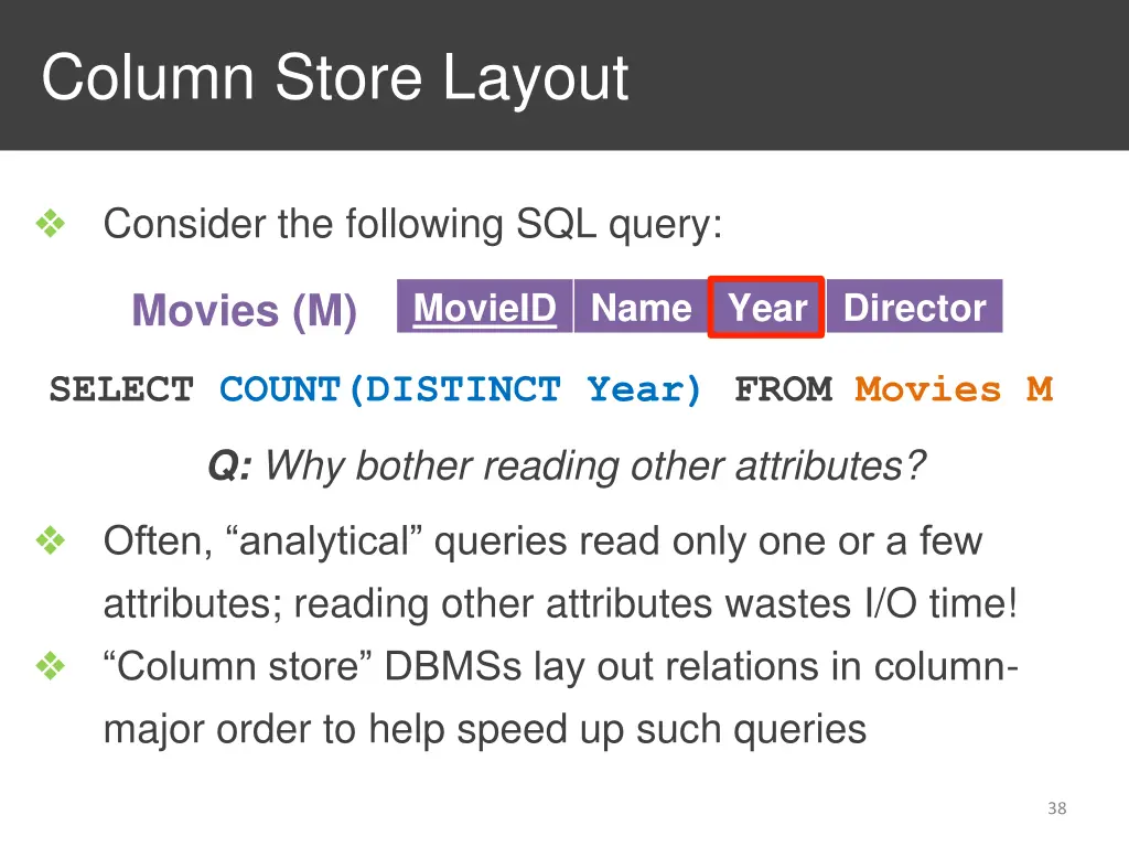 column store layout