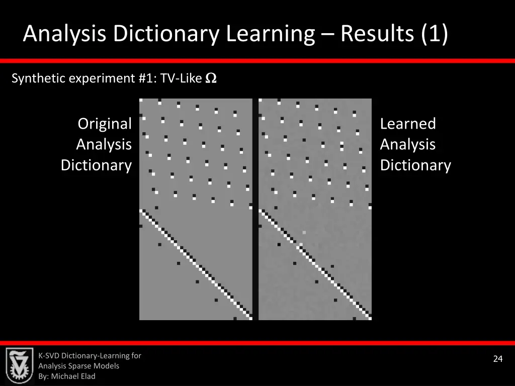 analysis dictionary learning results 1 1