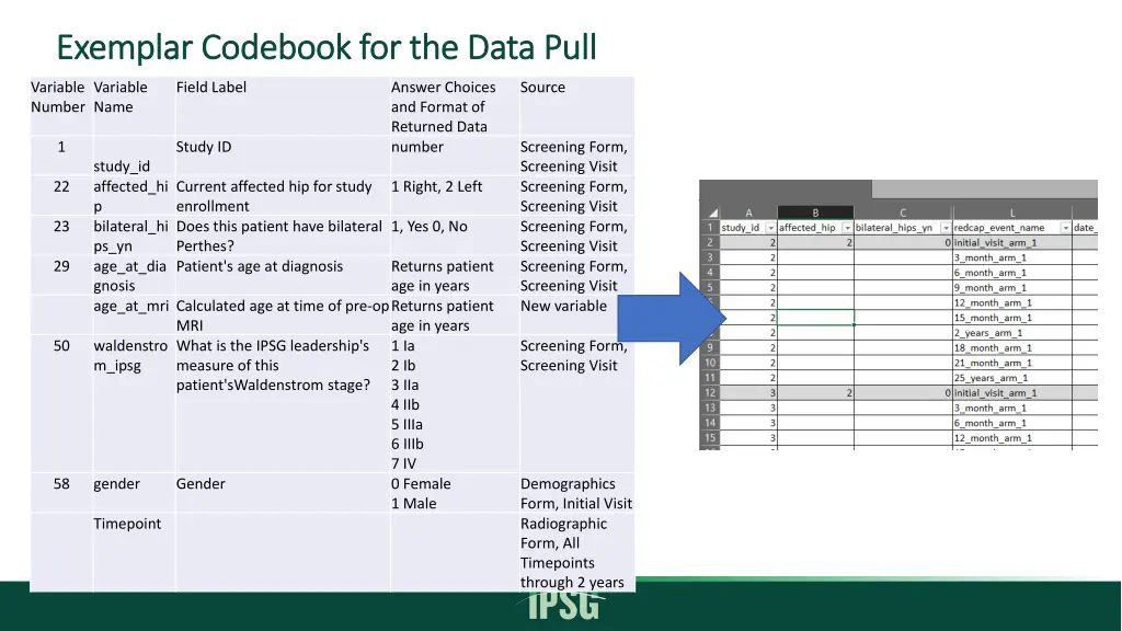 exemplar codebook for the data pull exemplar
