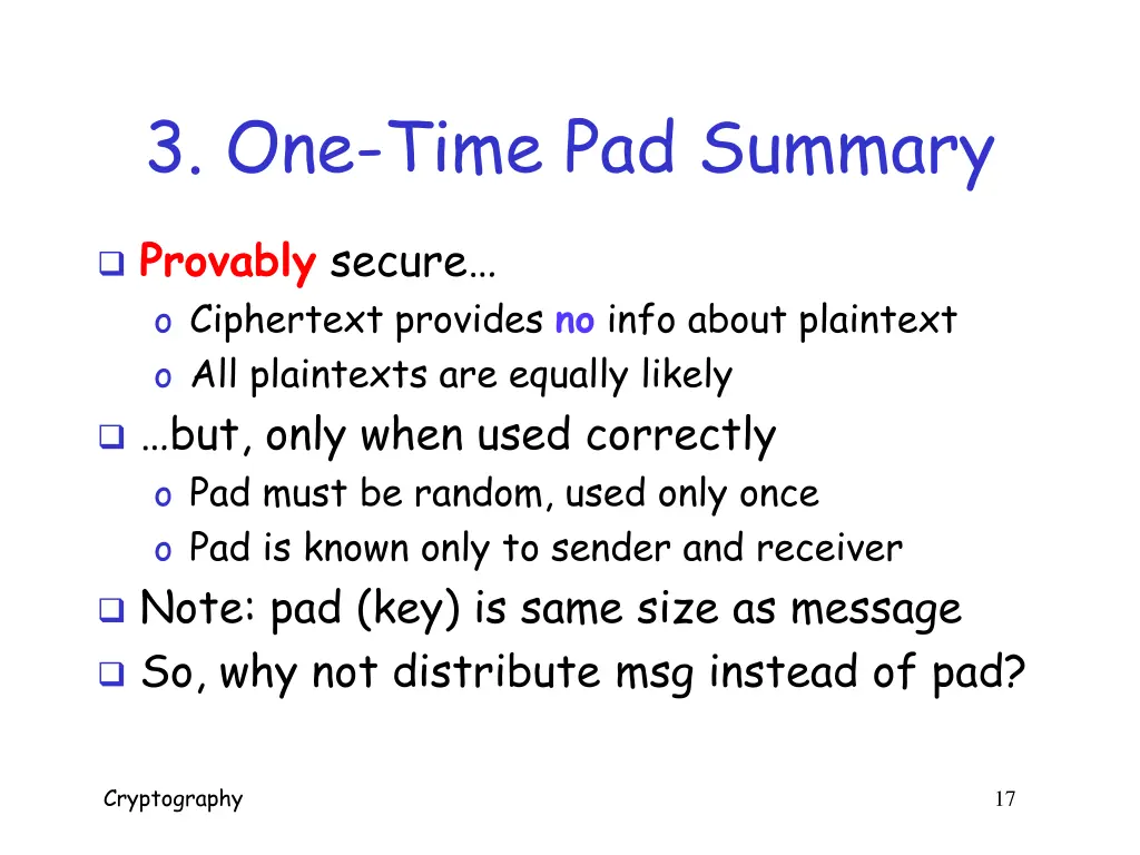 3 one time pad summary