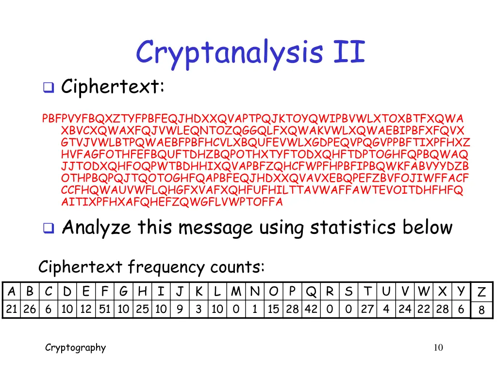 cryptanalysis ii ciphertext