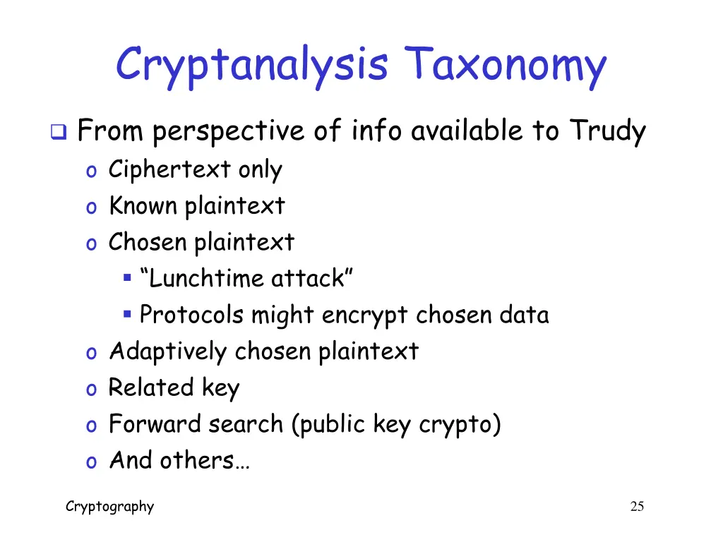 cryptanalysis taxonomy