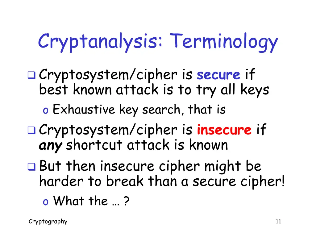 cryptanalysis terminology