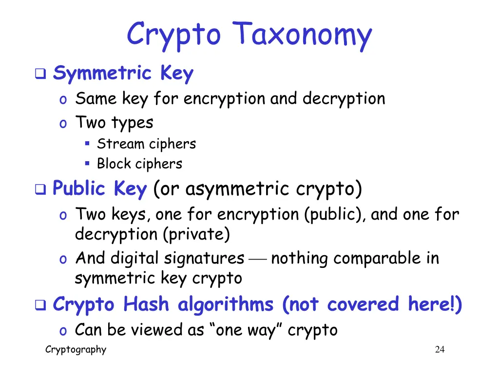 crypto taxonomy symmetric key o same