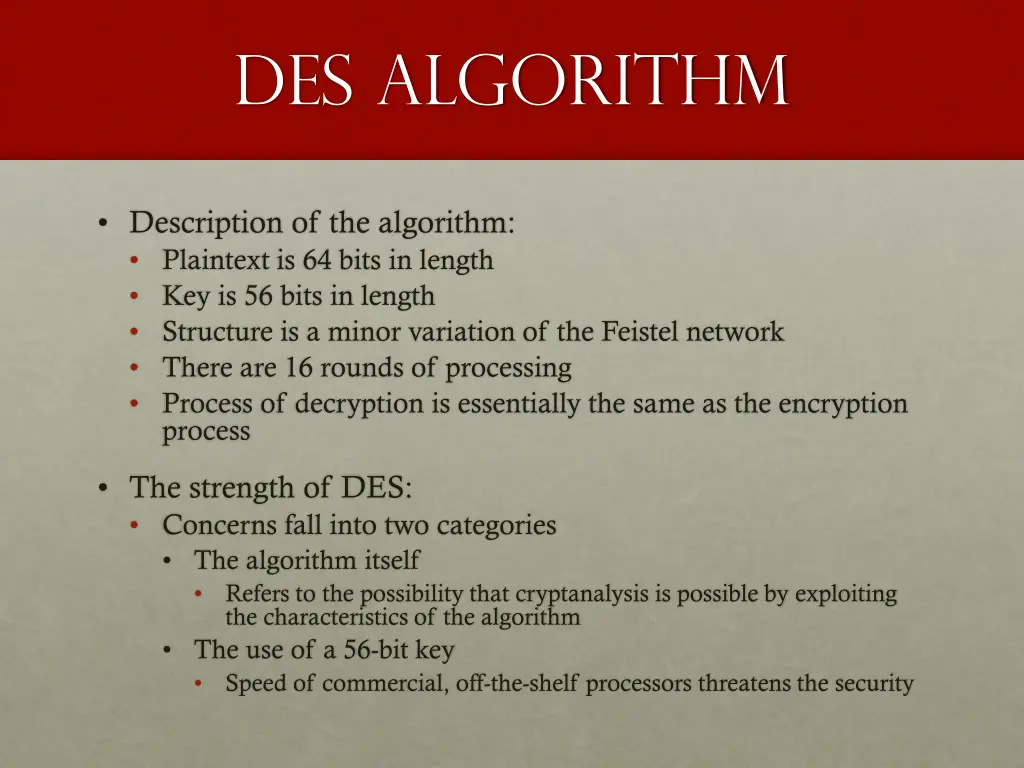 des algorithm