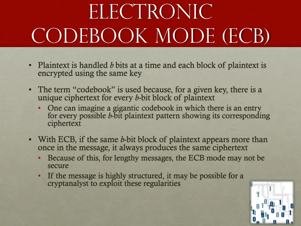 electronic codebook mode ecb