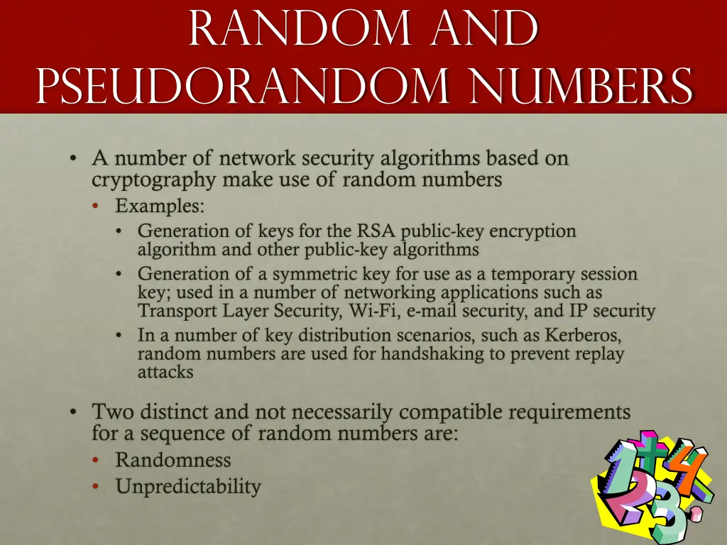 random and pseudorandom numbers
