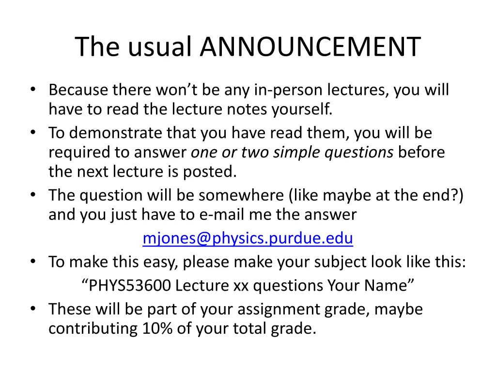 the usual announcement 1