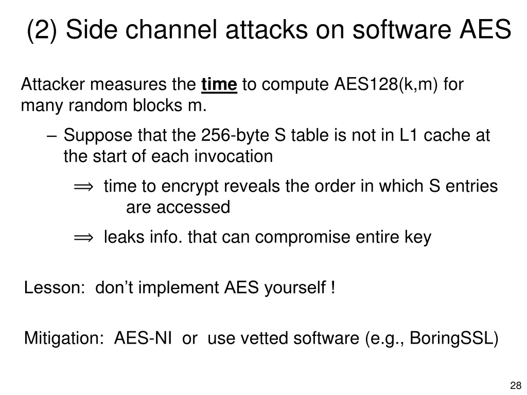 2 side channel attacks on software aes