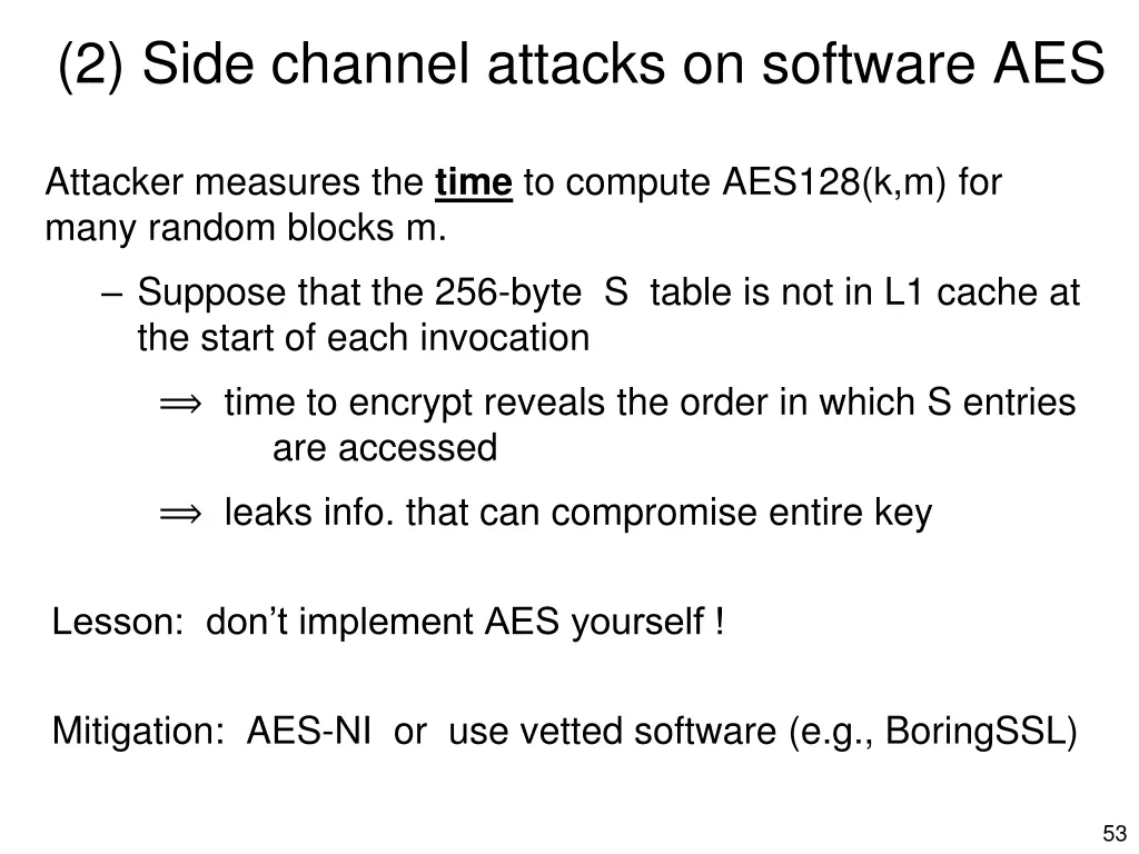 2 side channel attacks on software aes