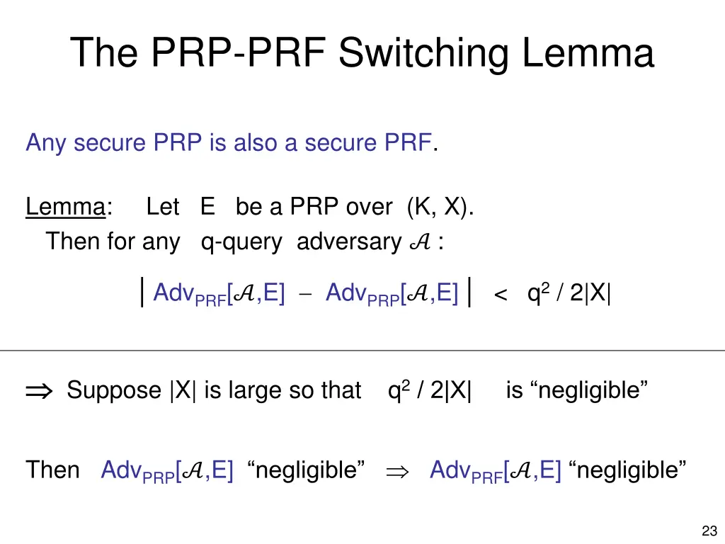the prp prf switching lemma