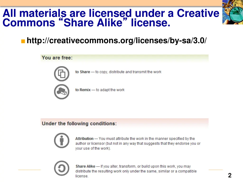 all materials are licensed under a creative