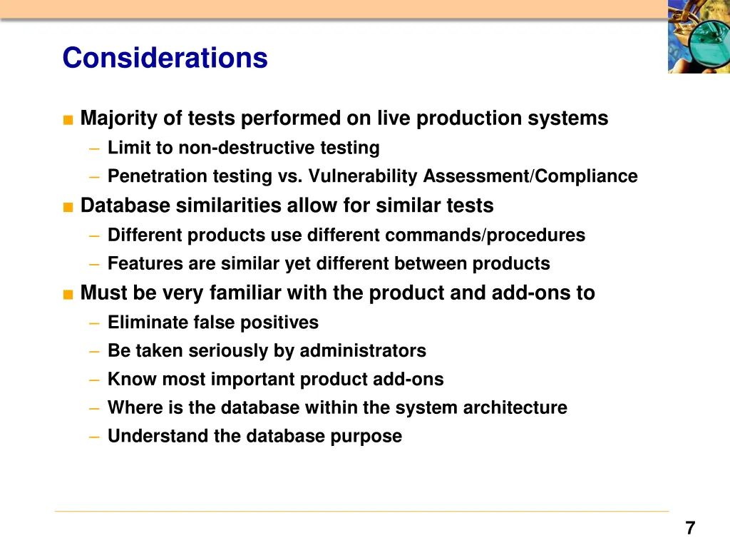 considerations