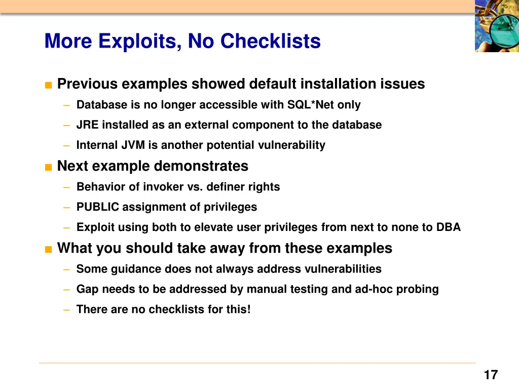more exploits no checklists