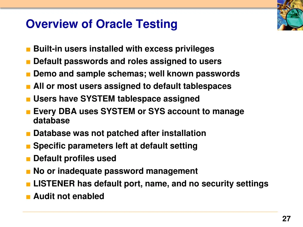 overview of oracle testing
