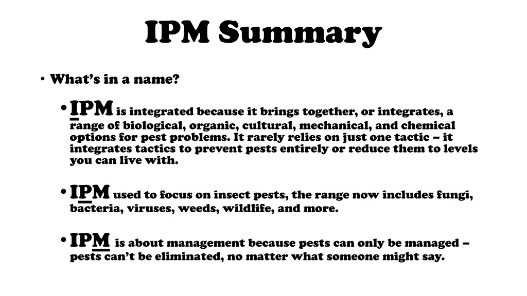 ipm summary 2