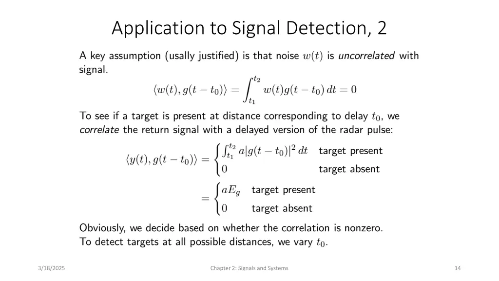 application to signal detection 2