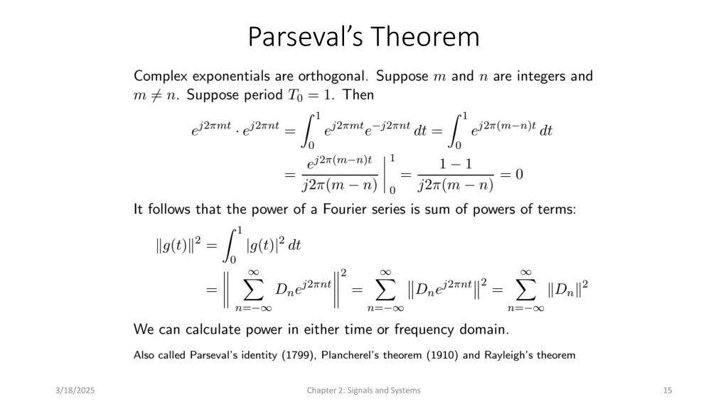 parseval s theorem