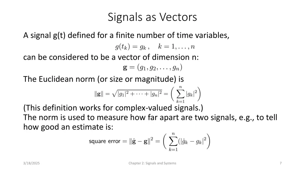signals as vectors