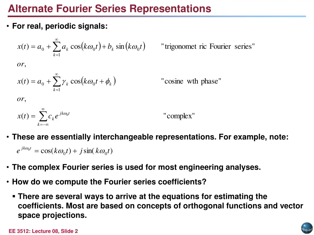 alternate fourier series representations