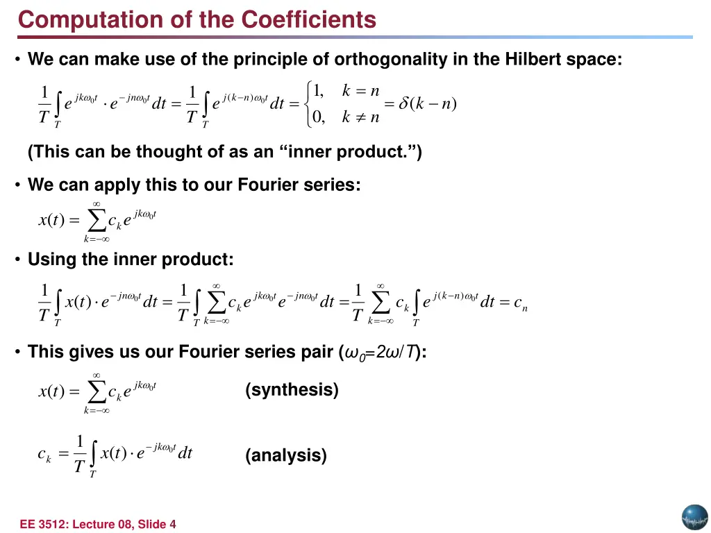 computation of the coefficients