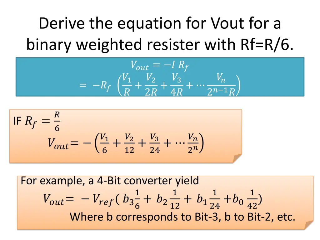 derive the equation for vout for a binary 2