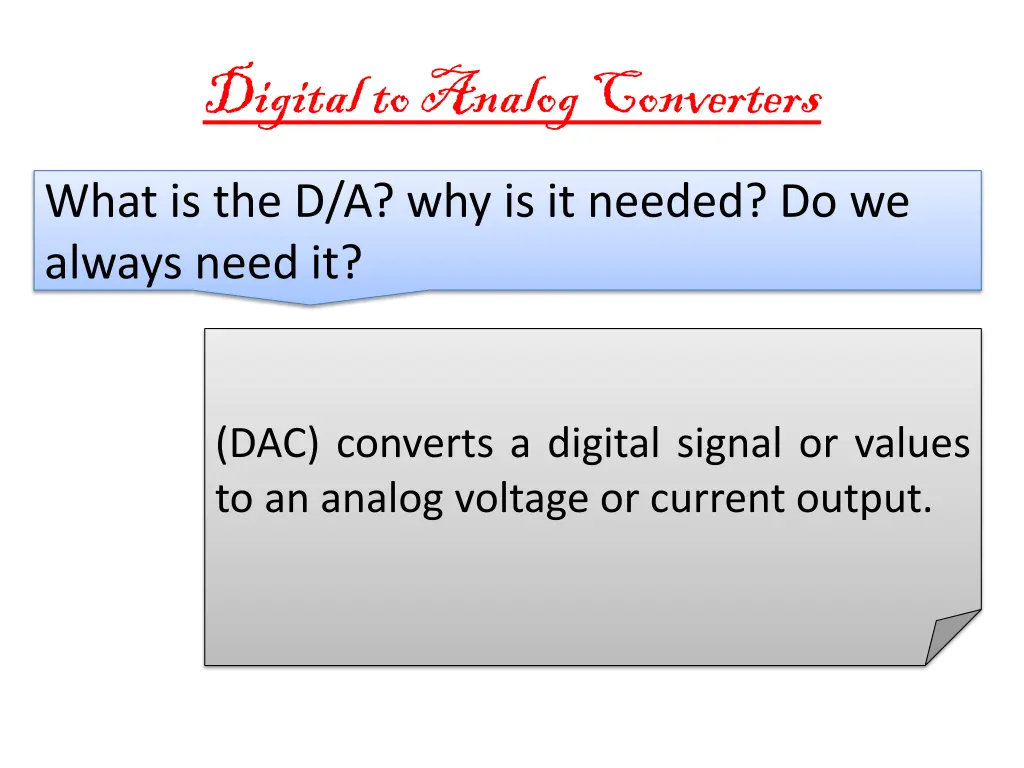 digital to analog converters
