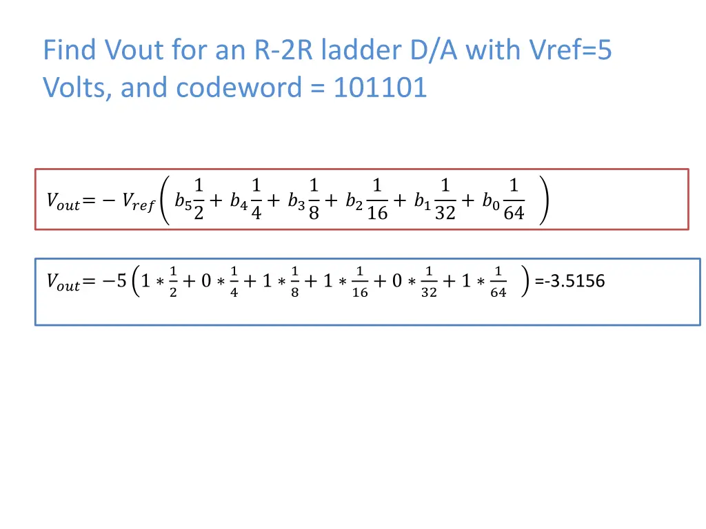 find vout for an r 2r ladder d a with vref 1