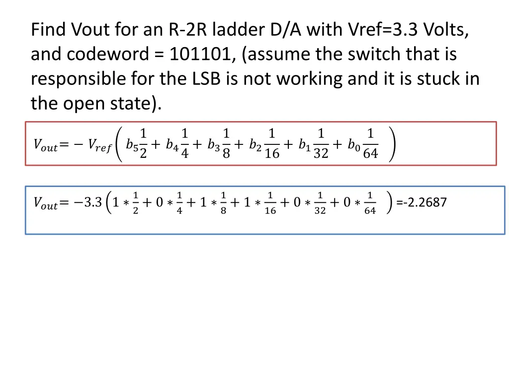 find vout for an r 2r ladder d a with vref 2