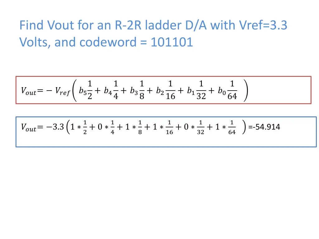 find vout for an r 2r ladder d a with vref