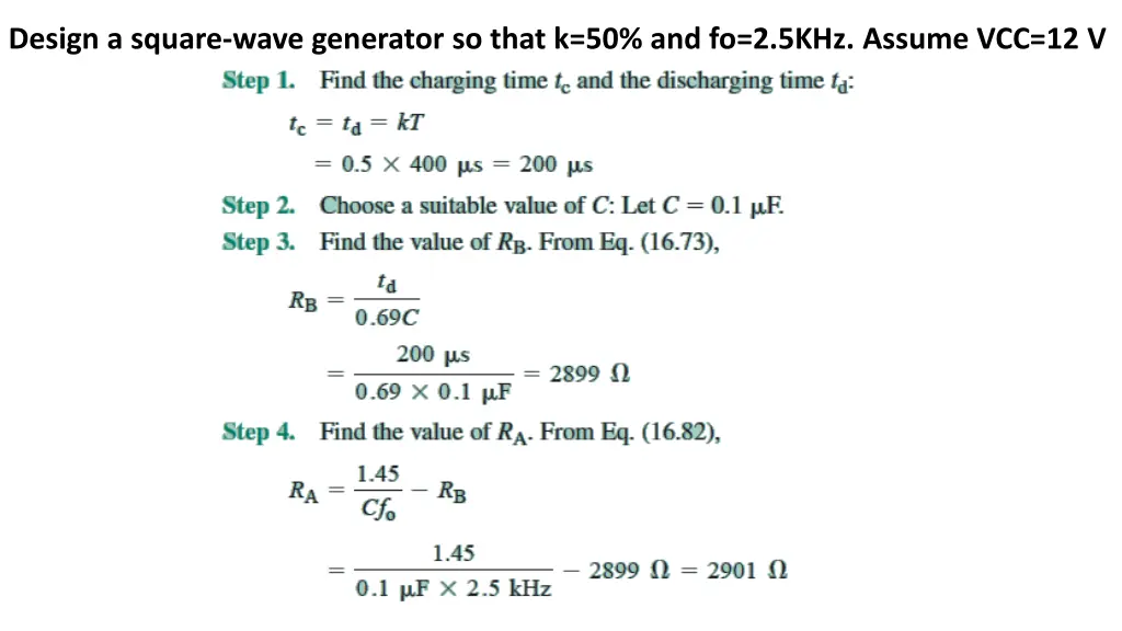 design a square wave generator so that