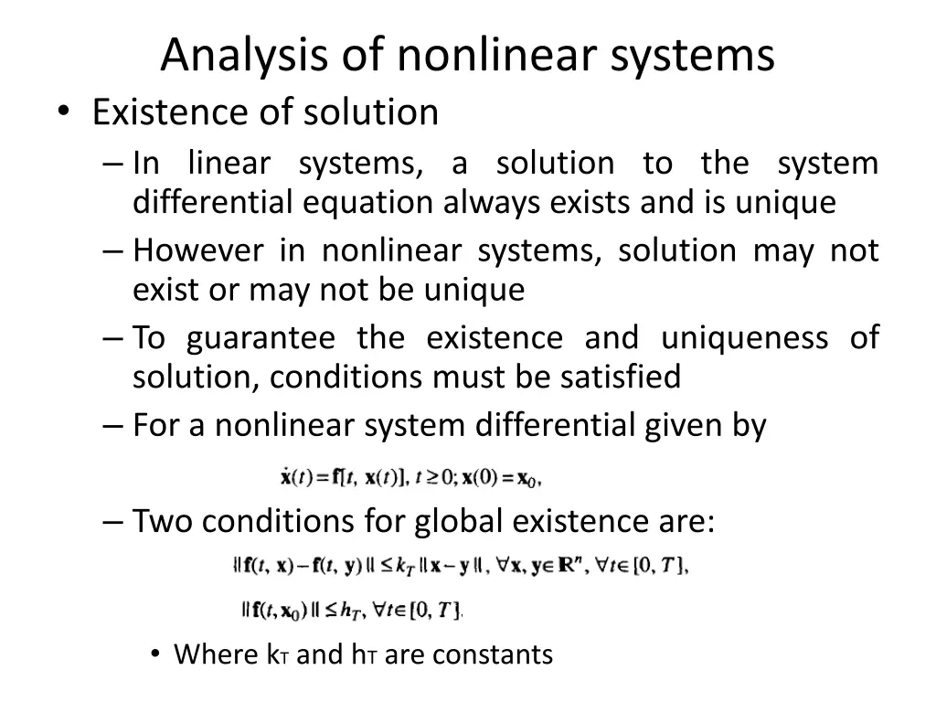 analysis of nonlinear systems existence