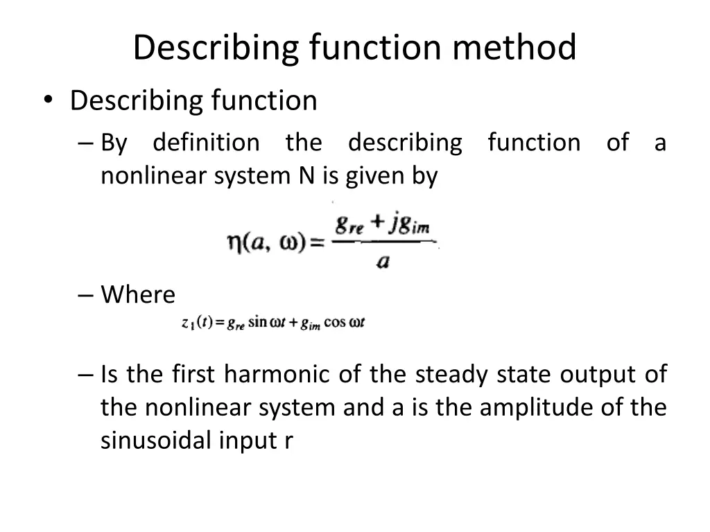describing function method describing function