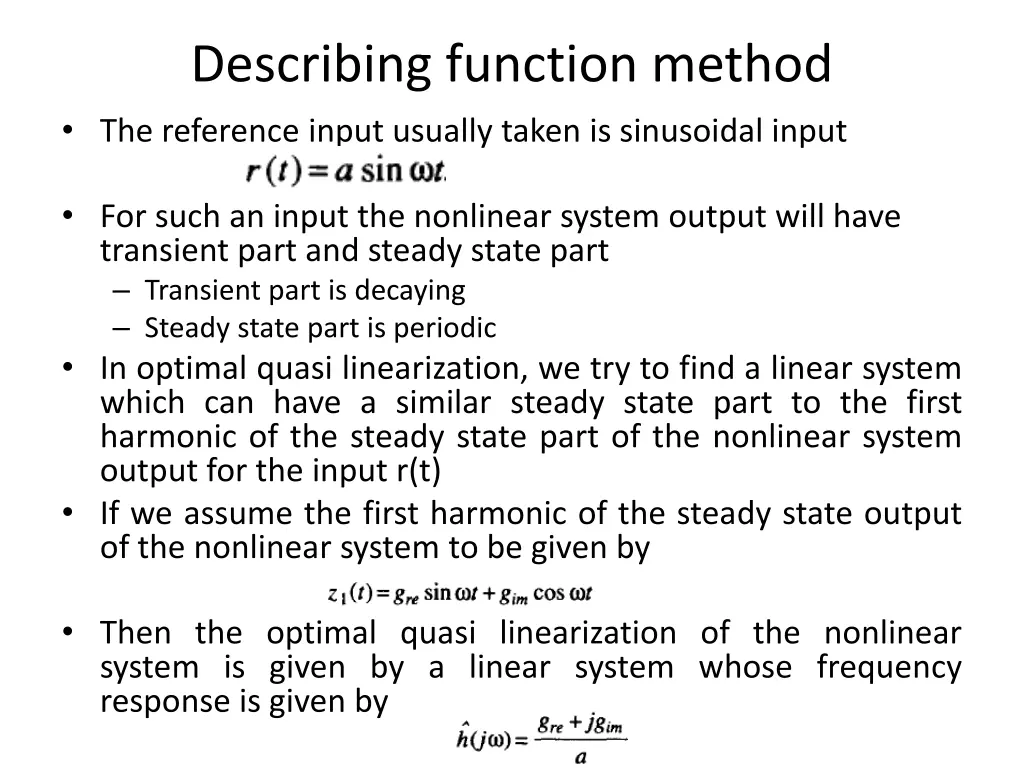 describing function method the reference input