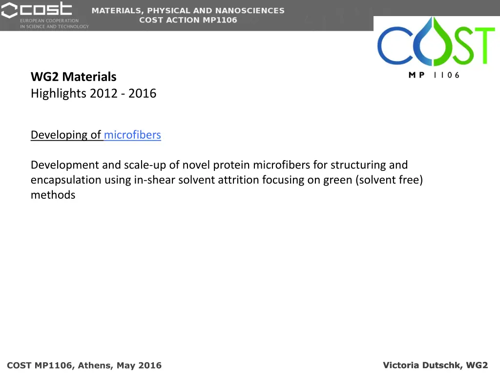 wg2 materials highlights 2012 2016 2