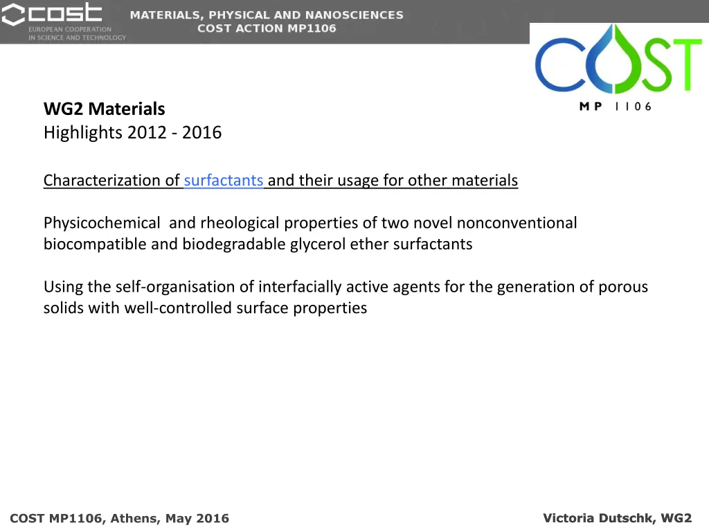 wg2 materials highlights 2012 2016