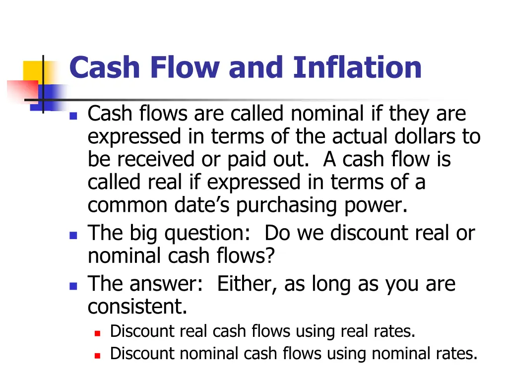 cash flow and inflation