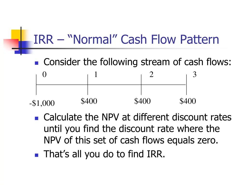 irr normal cash flow pattern