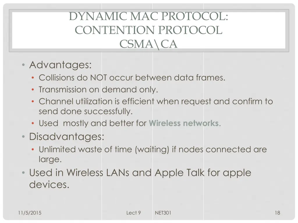 dynamic mac protocol contention protocol csma ca 1