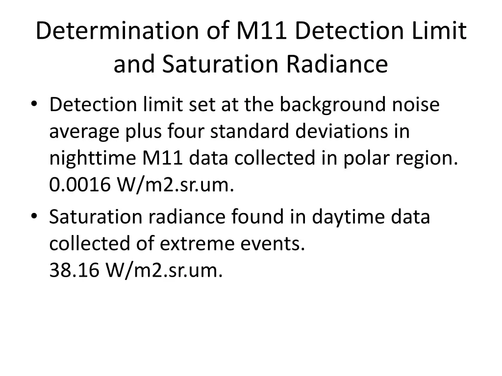 determination of m11 detection limit