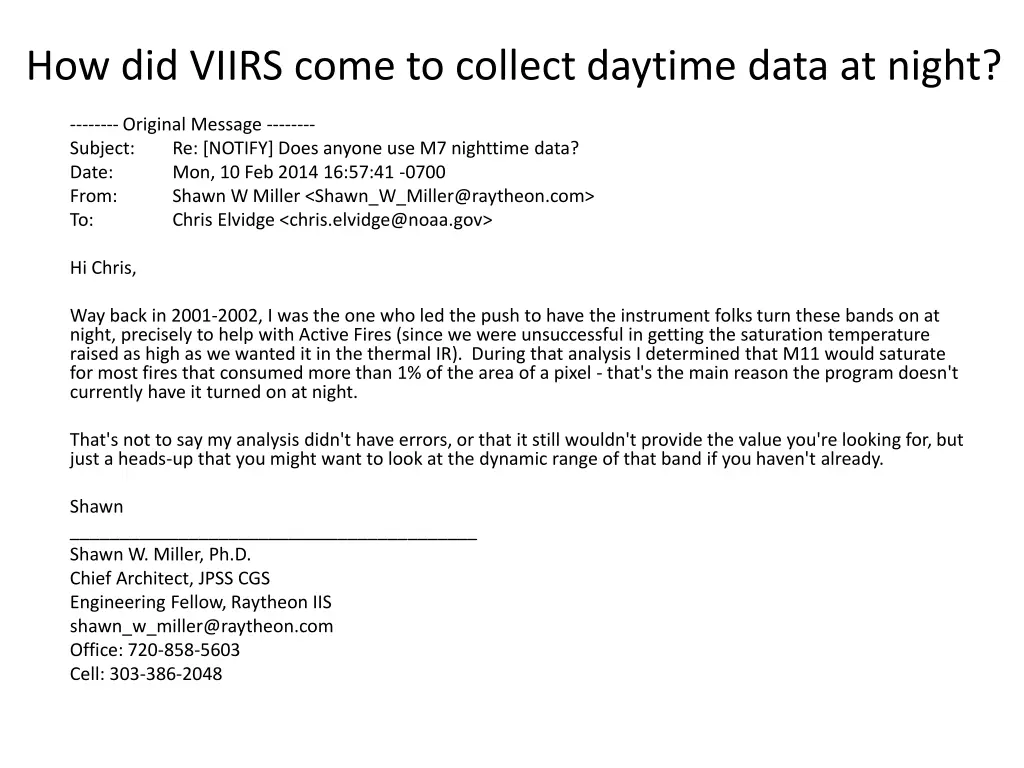 how did viirs come to collect daytime data
